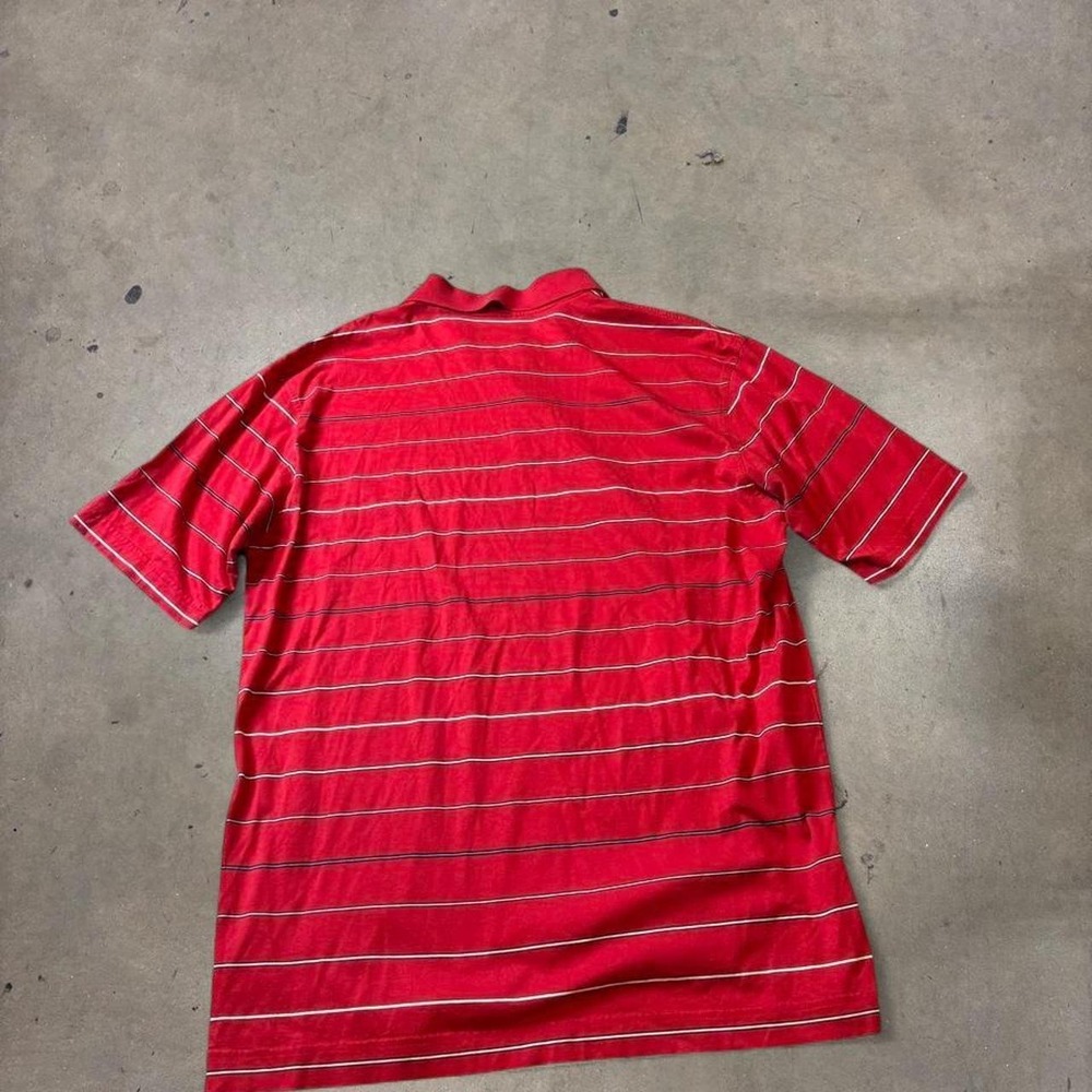 Nike Golf Mens Striped Polo Shirt Red Large Short Sleeve Striped - Picture 2 of 6